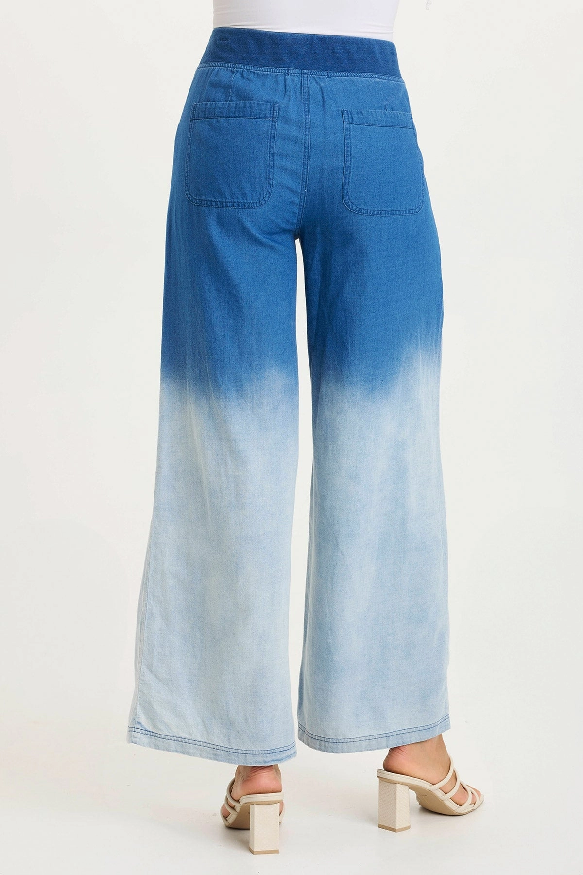 Ralston Indigo Twill Lightweight Pleated Wide Leg Pant Non slip grip