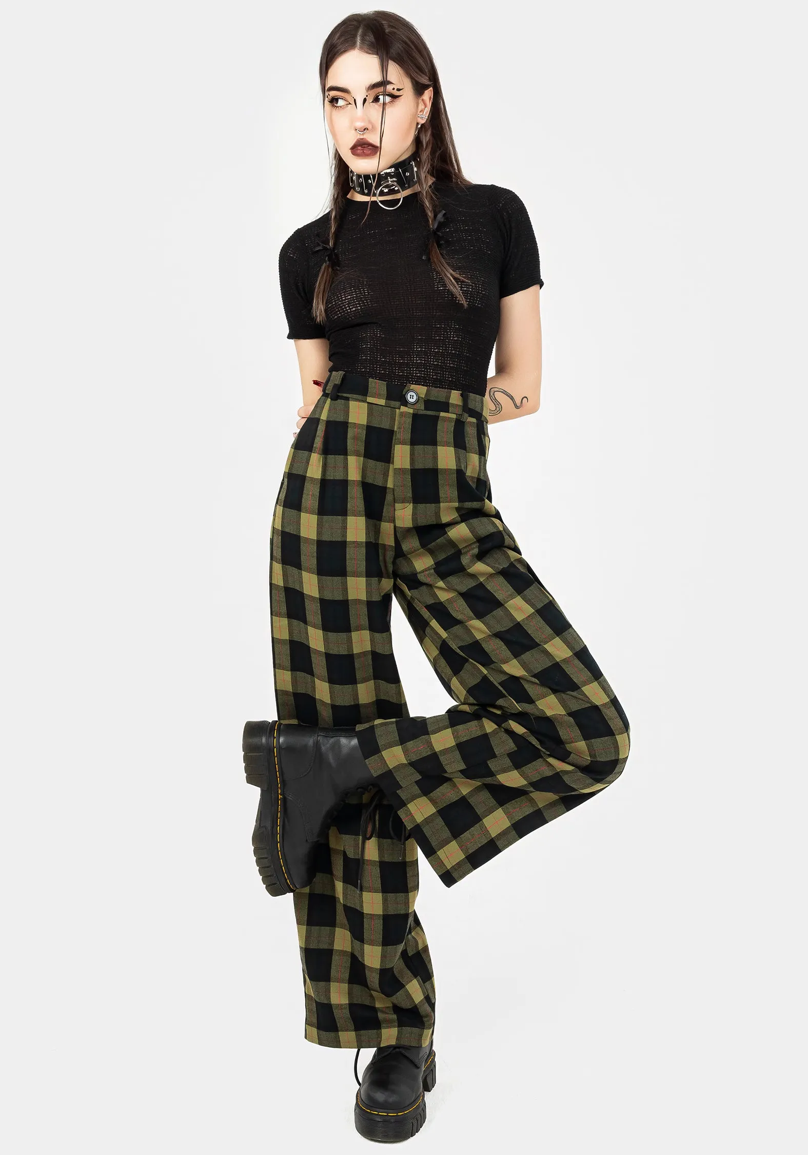 Rapture Wide Leg Check Trousers Day Ready Flexible Comfort