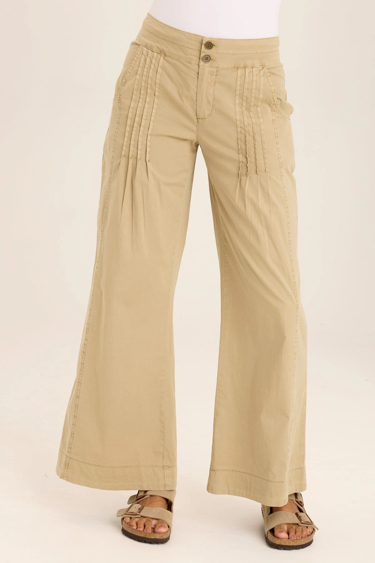 Rebecca Stretch Poplin Pleated Pant Chic Comfort