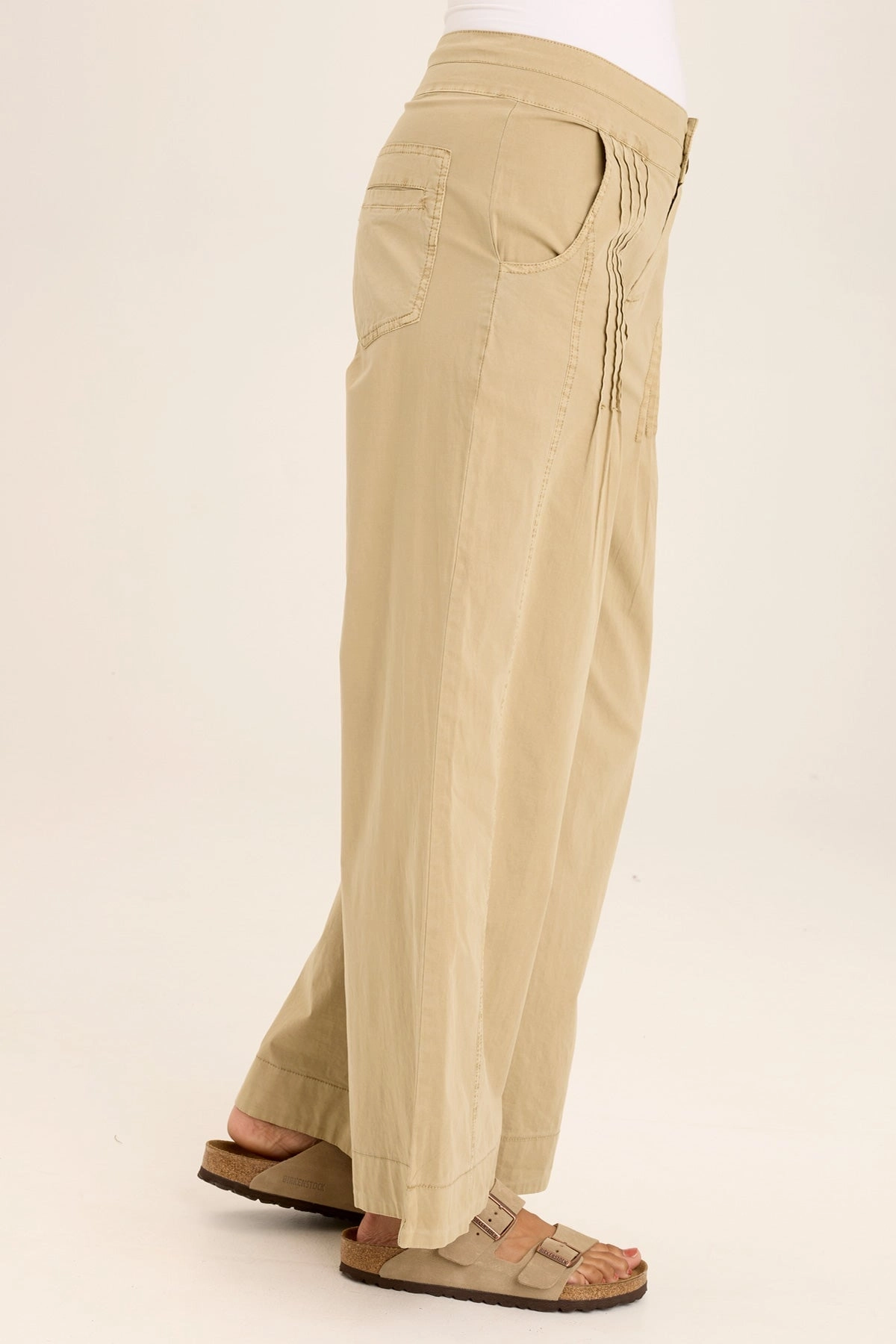 AntiSlipWaistband Rebecca Stretch Poplin Pleated Pant