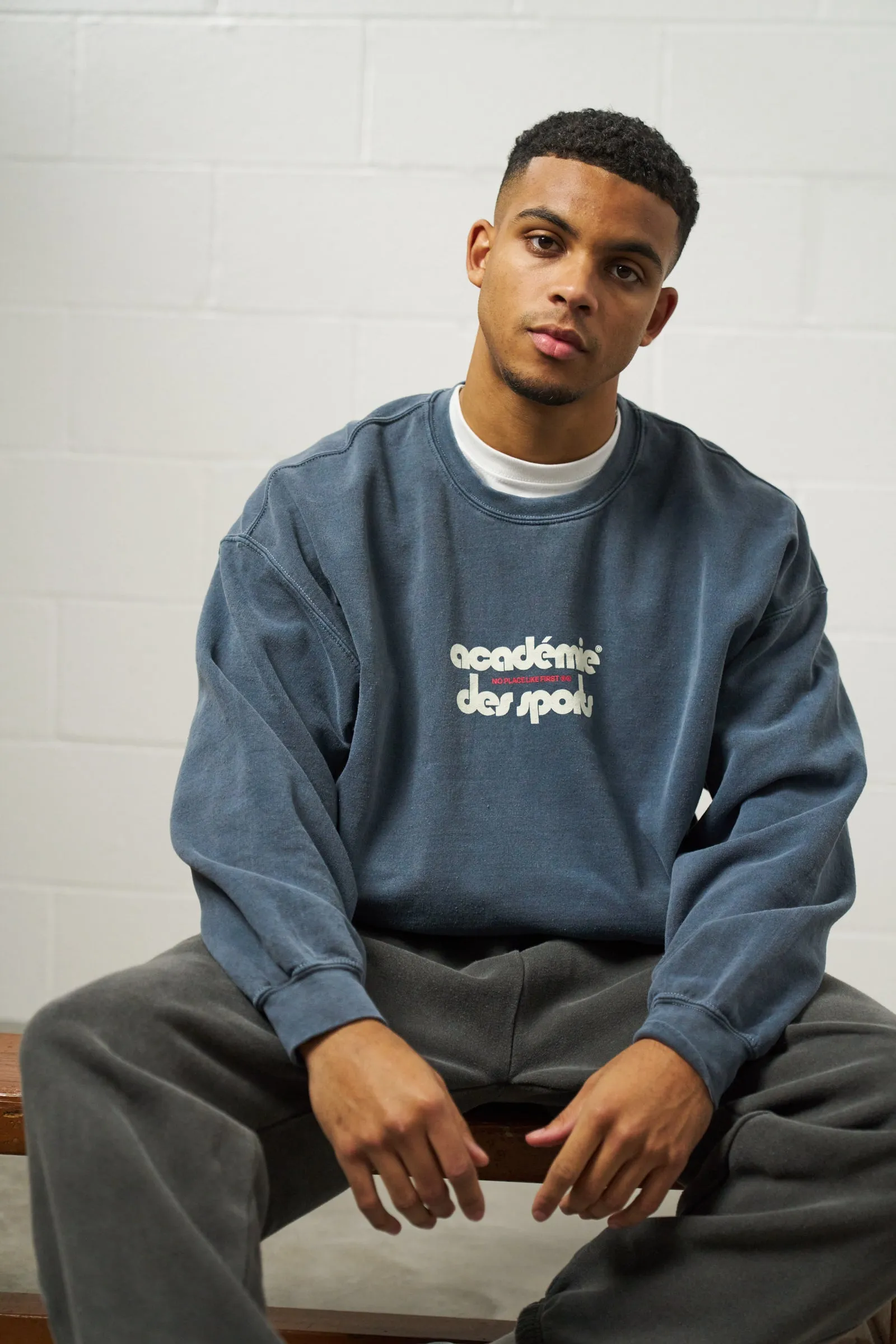 Vice 84 'Club Acad??mie' Vintage Washed Sweater - Navy Knit Design Wear Casual Chic Knit