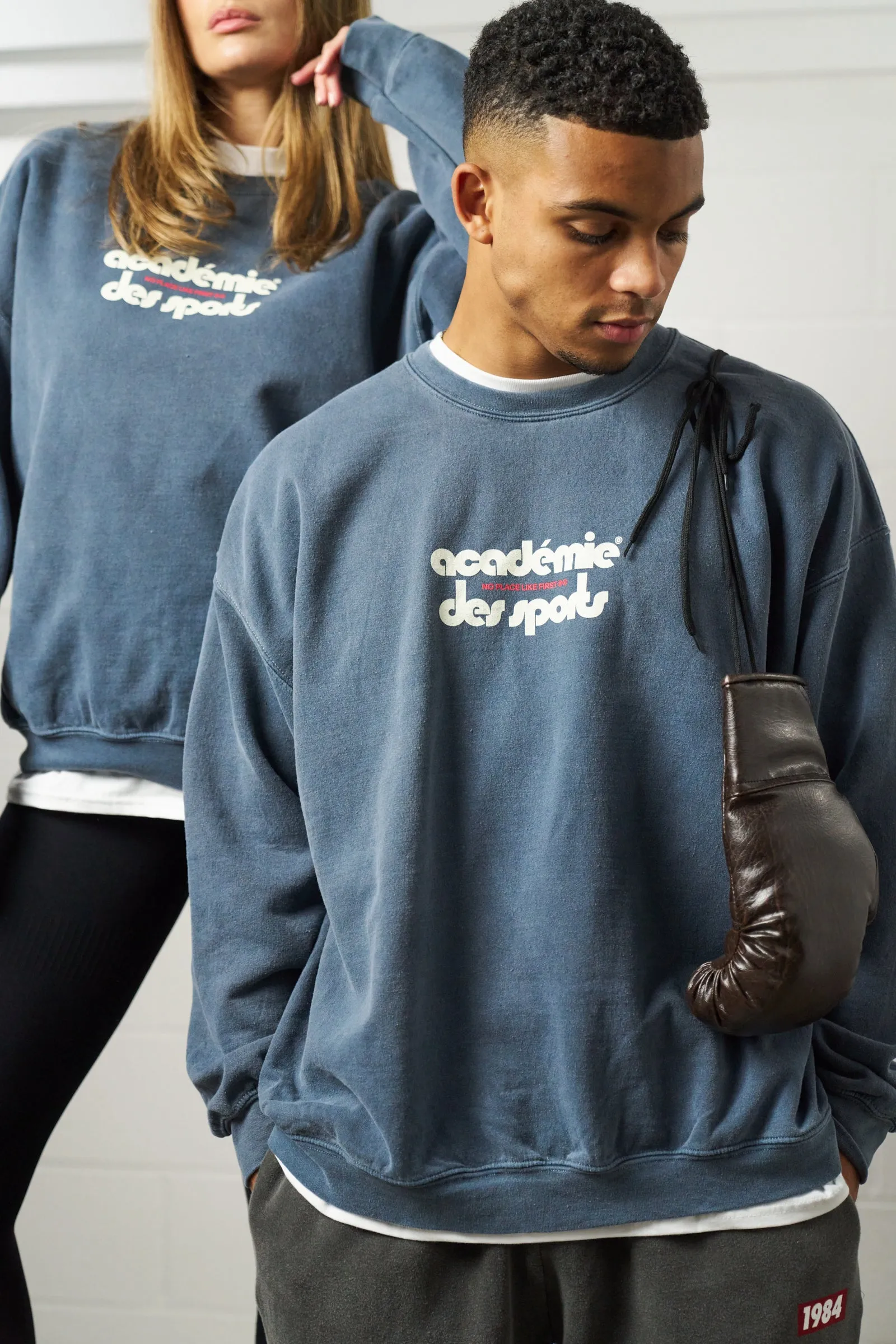Vice 84 'Club Acad??mie' Vintage Washed Sweater - Navy Cozy Fitting