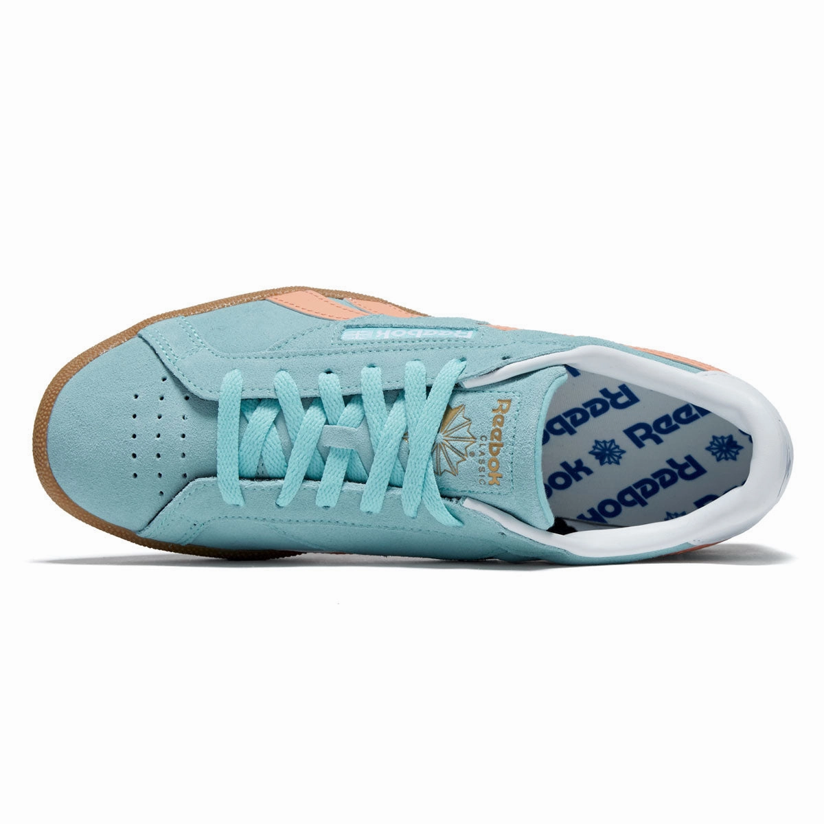Reebok Club C Grounds UK Shoes - Ai Aqua/Sunkissed Orange/Gum Reinforced Midfoot Dynamic Comfort