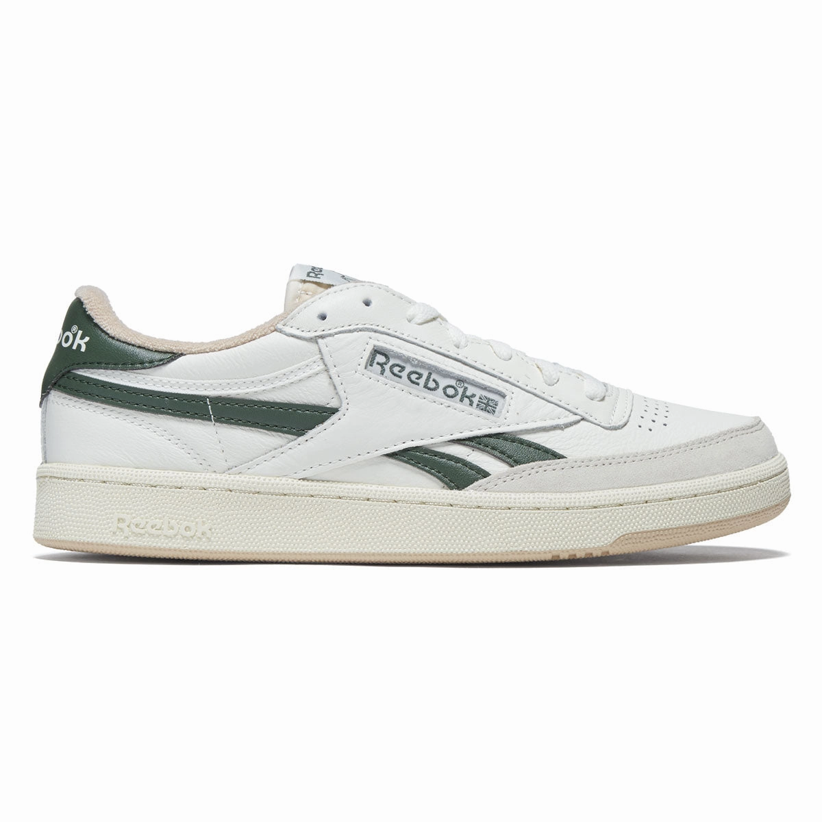 Perforated Tongue Distinctive cushioning Reebok Club C Revenge Vintage Shoes - Chalk/Break Away Green/Tan