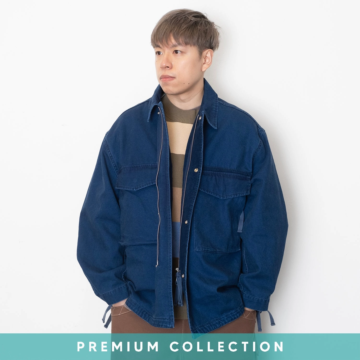 Erasable Stains Treatment Reflective details (JK382) Japanese Fabric Indigo M65 Field Jacket