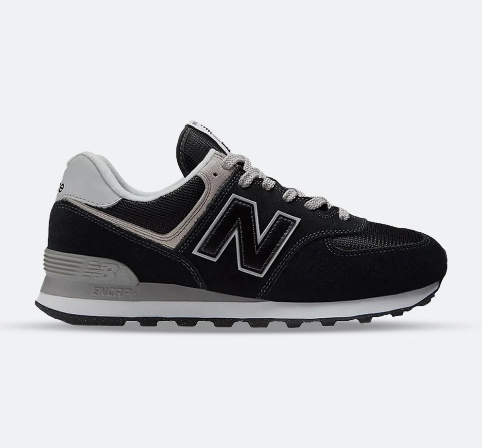 Men's Wide Fit New Balance ML574EVB Walking/Running Trainers - Exclusive - Black/White ENCAP rubber sole shoes