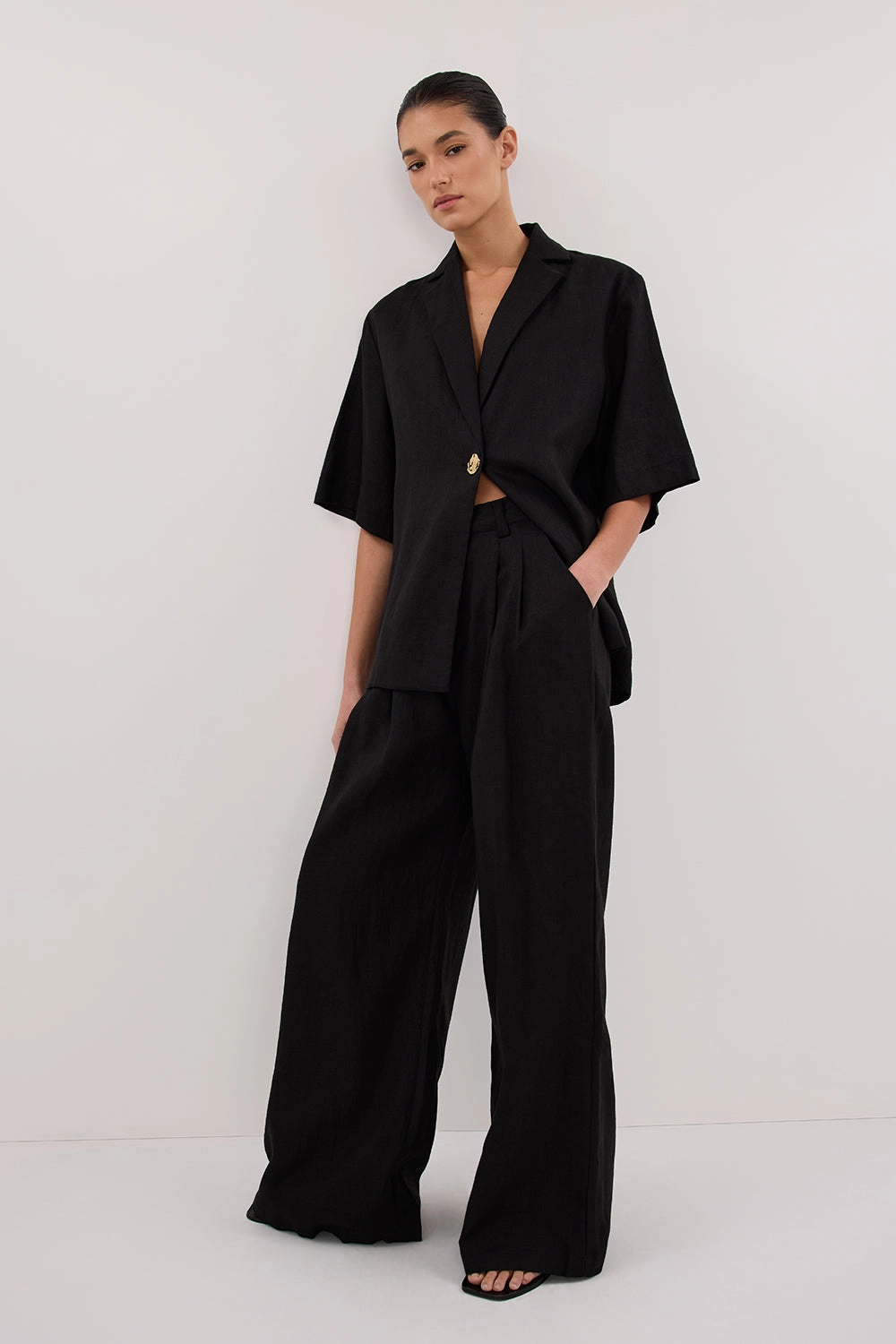 HOLDEN BLACK LINEN PANT Fit Comfort Smart Design
