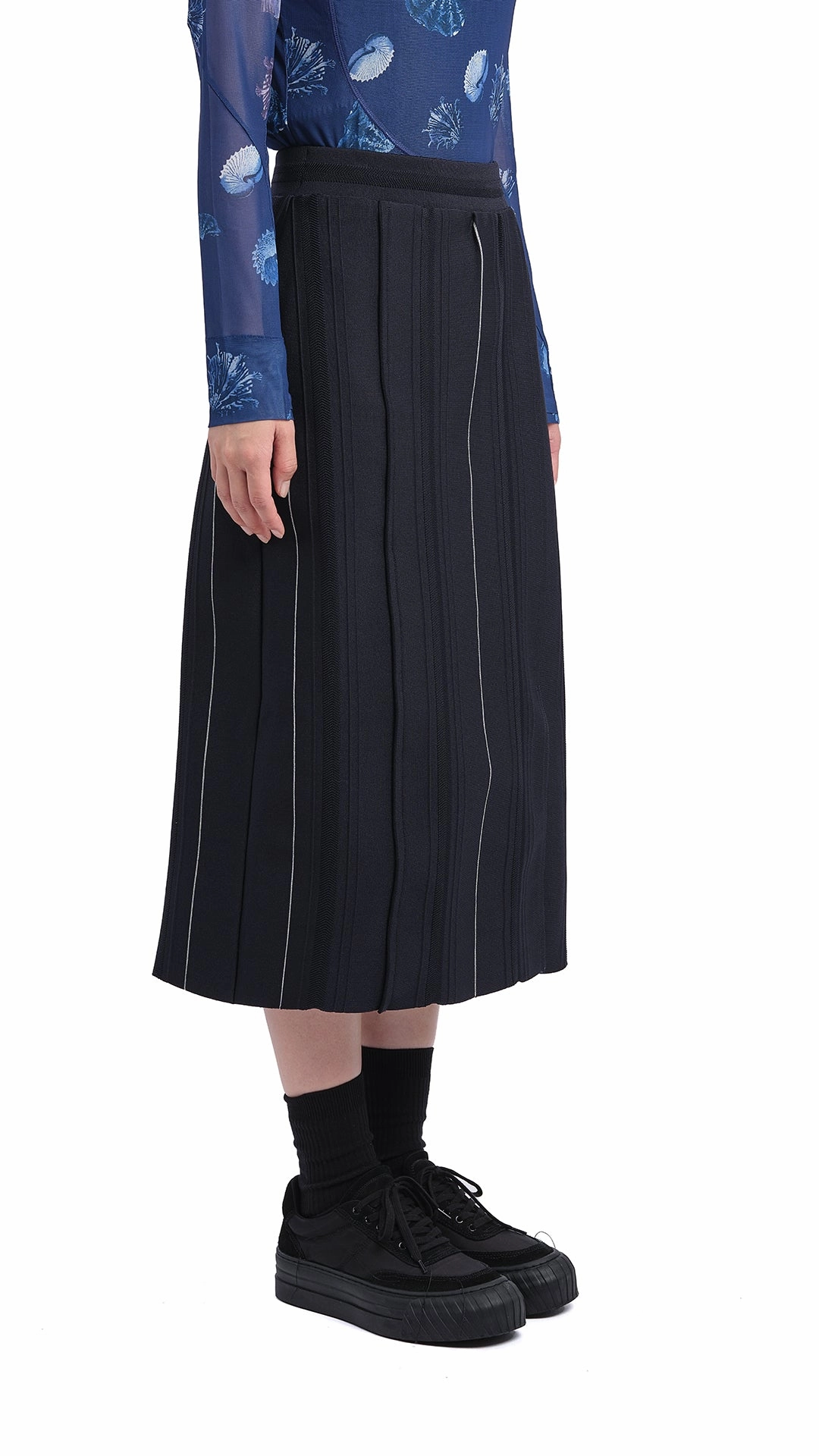Non Irritating Edges Knitted Contrast Stitch Pencil Skirt