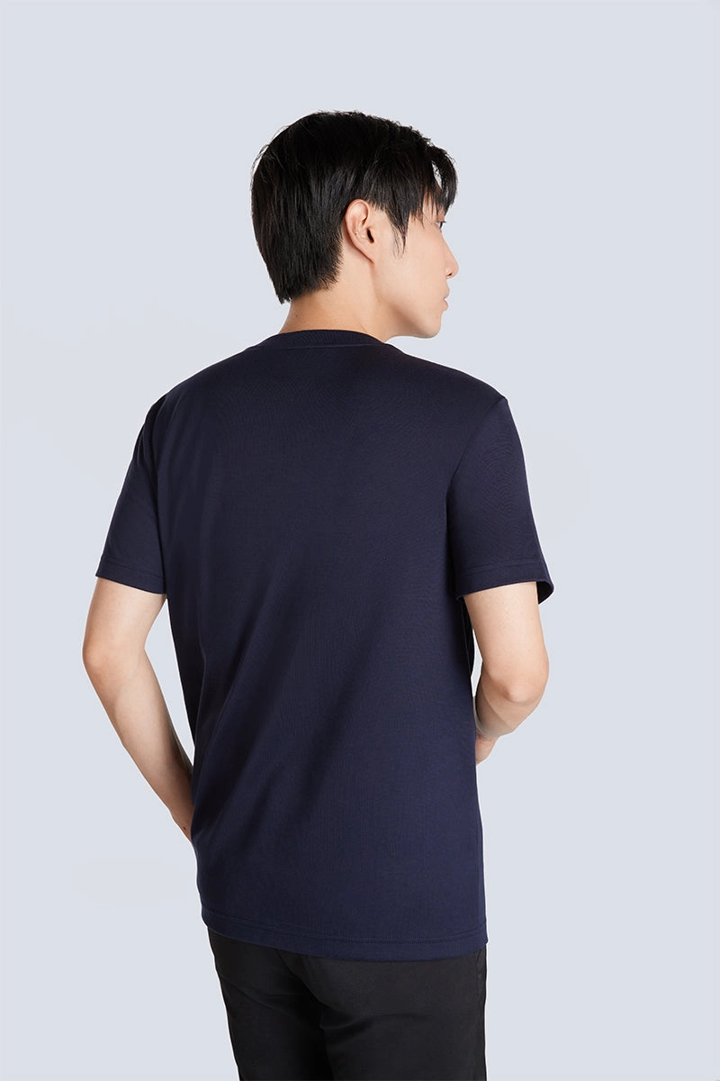 Outdoor Comfort Style StretchFabric Regal Crew Neck Pocket T-Shirt | Navy NNY096