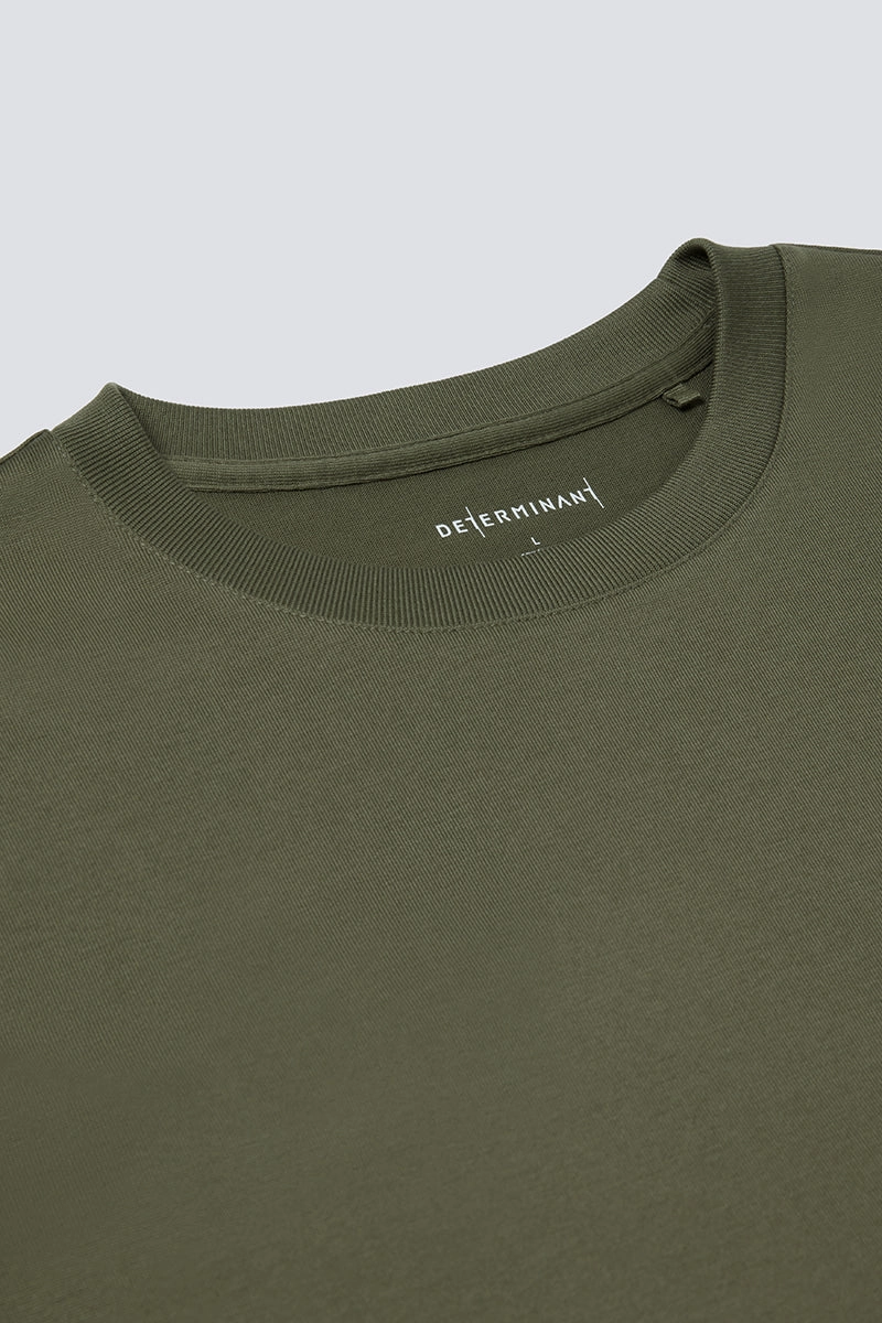 Casual layering piece Round neck simplicity Regal Crew Neck T-Shirt | Olive GNE474