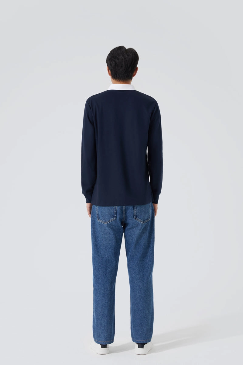 Regal Interlock Long Sleeve Rugby Shirt | Navy NNY096 Polished Wear