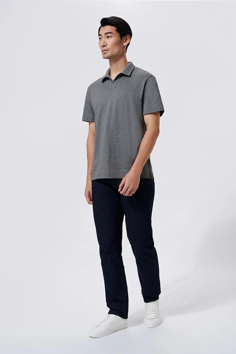 Stylish Wear Oversized Silhouette Regal Pique Buttonless Polo | Dark Grey EBCG30