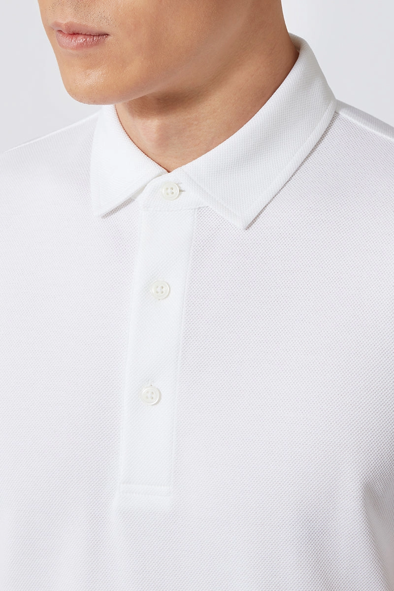 Stylish Collar Everyday Essential Regal Pique Polo | White WH001Z