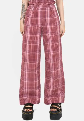 Durable Wear LightweightConstruction Zorina Cotton Check Wide Leg Trousers