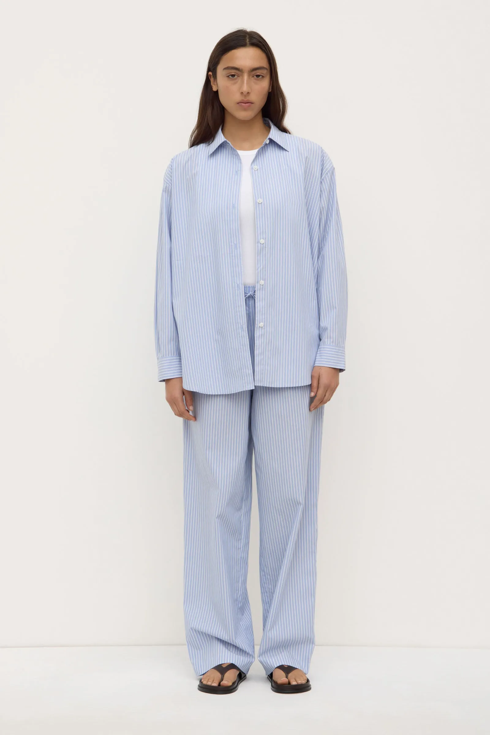Nixie Stripe Shirt Sweat-Absorbing Workwear Ready