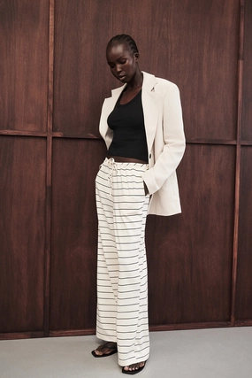 Bootcut shape Casual Appeal ESME OFF WHITE STRIPE PANT