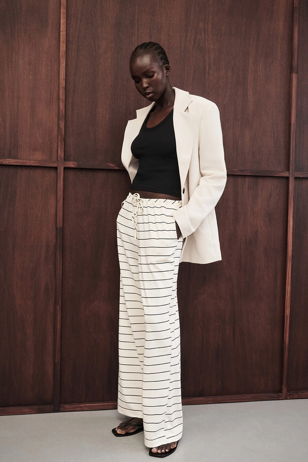 Double Stitched Seams All terrain ESME OFF WHITE STRIPE PANT
