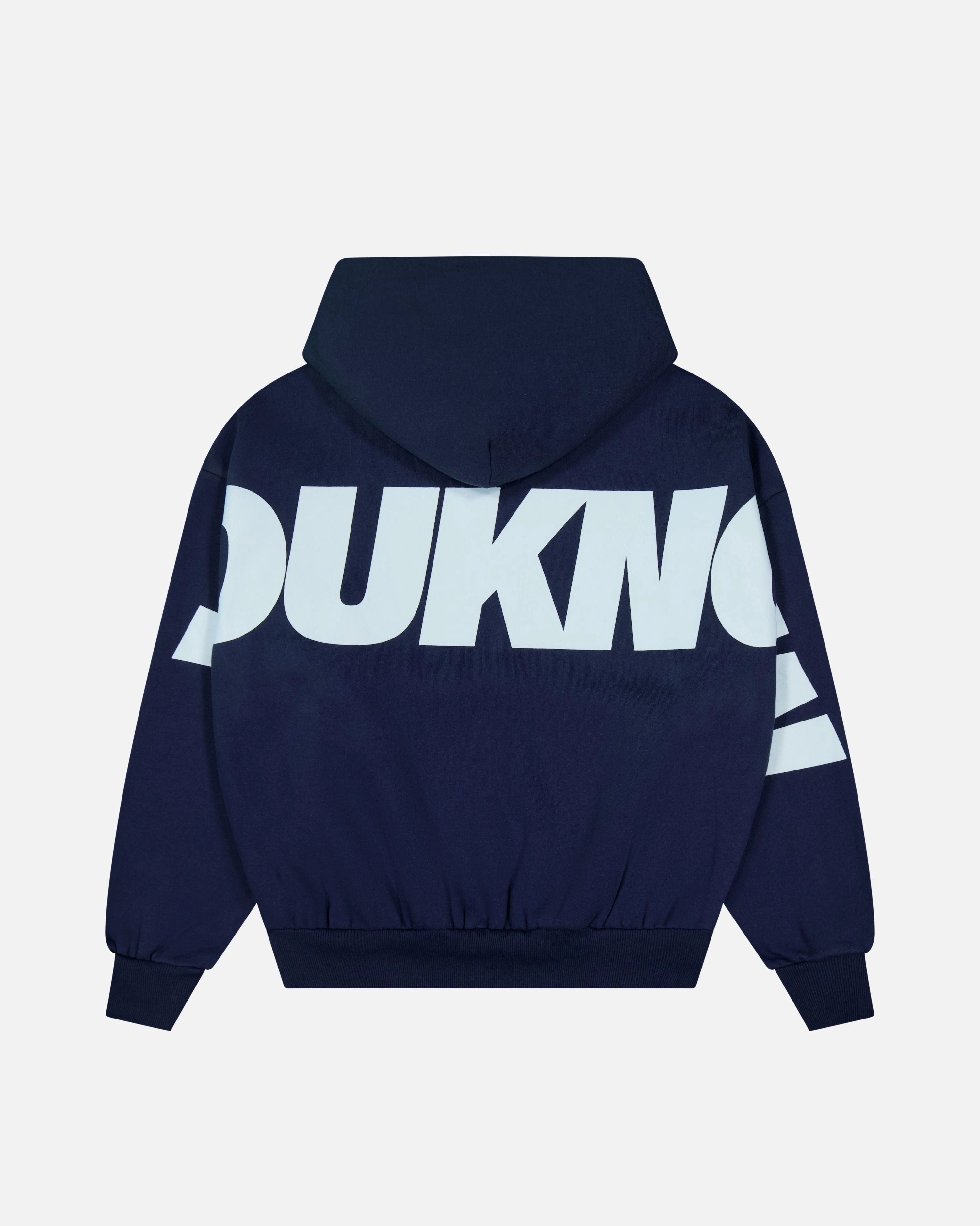 Soft Fleece Lining Adjustable Drawstrings Big Back Hoodie | Navy Ice