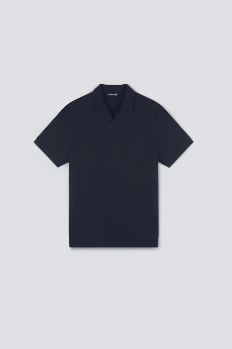 Waffle-Knit Buttonless Polo | Navy NNY096 Soft Touch Active Design
