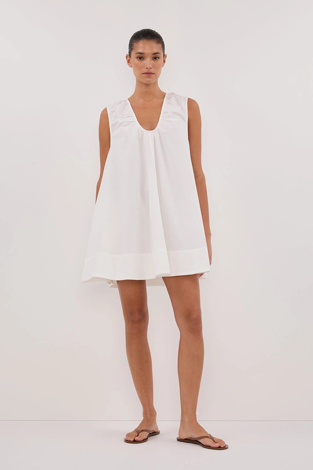 GABBY WHITE COTTON MINI DRESS Day To Night