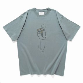 TexturedWeavePattern (EX593) Flowers Graphic Tee