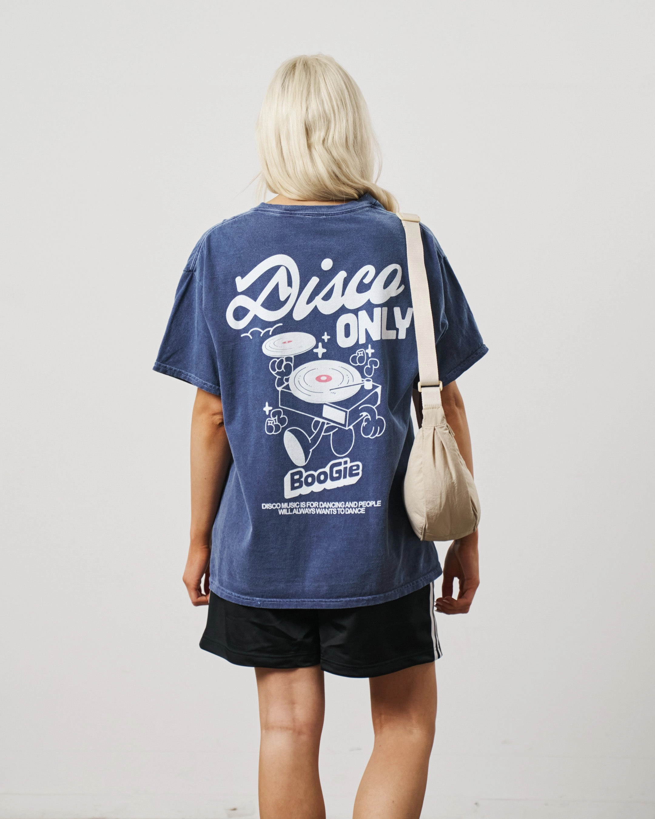 DISCO ONLY 'Time To Boogie' Vintage Washed Tee - Navy All-Day Wear