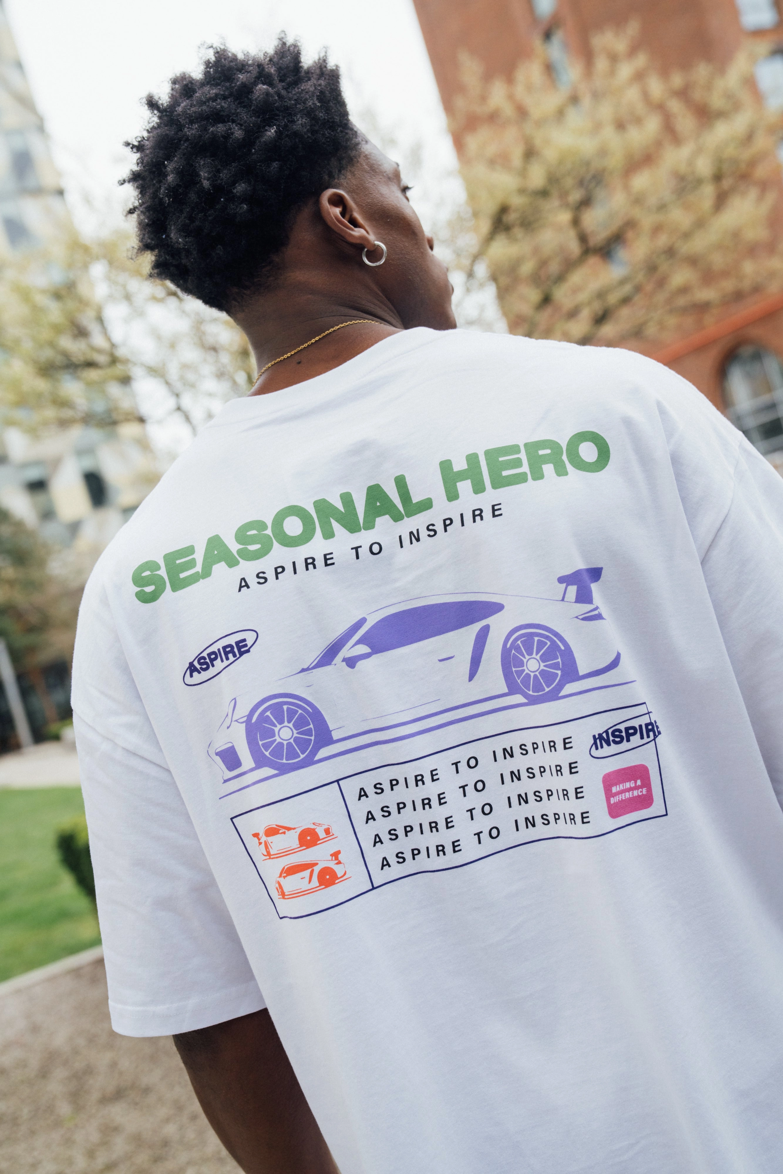 Seasonal Hero 'Making a Difference' Tee - White StretchFabric Essential Style Wear