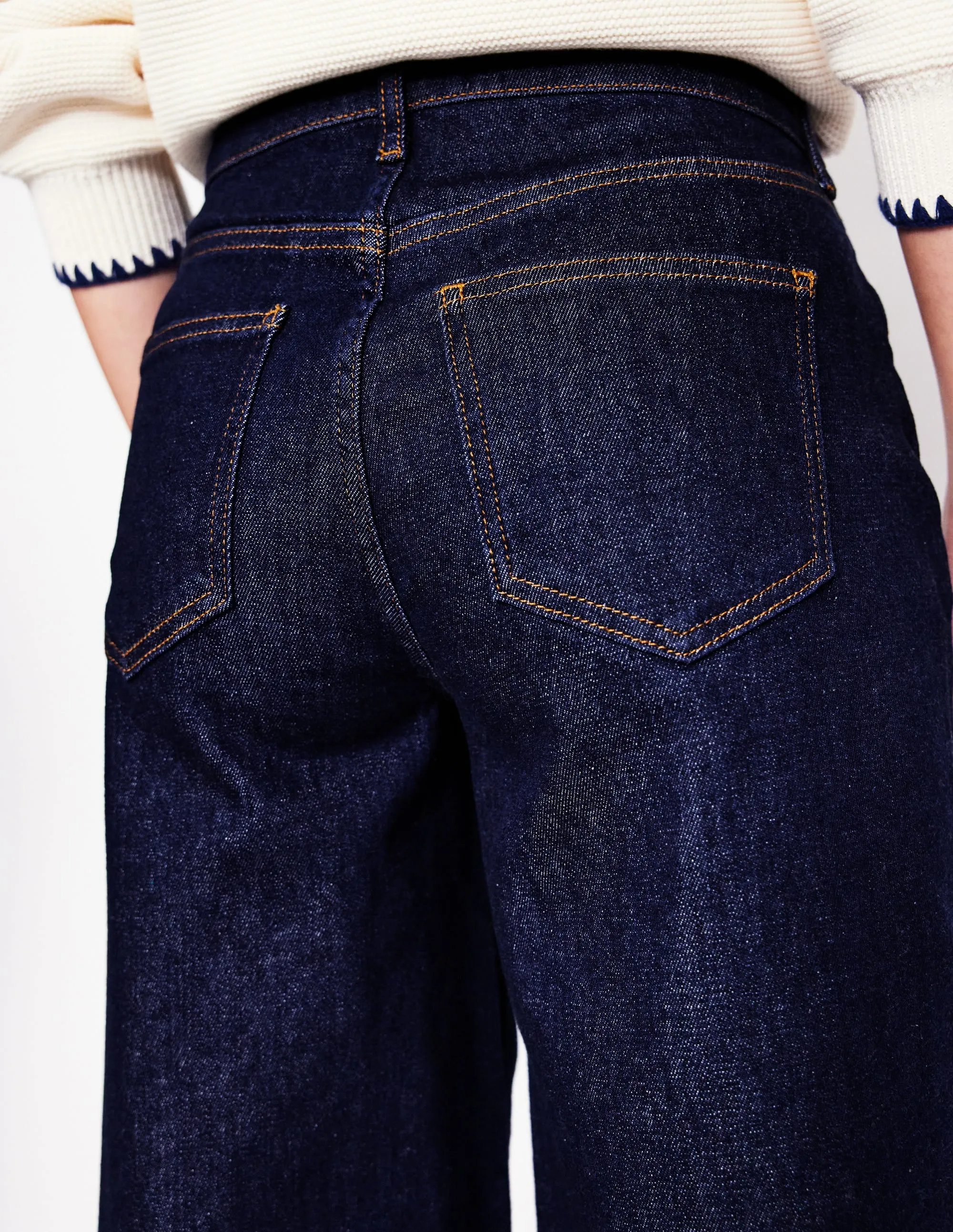 EcoFriendlyBlend clean look High Rise Wide Leg Jeans-Indigo Rinse