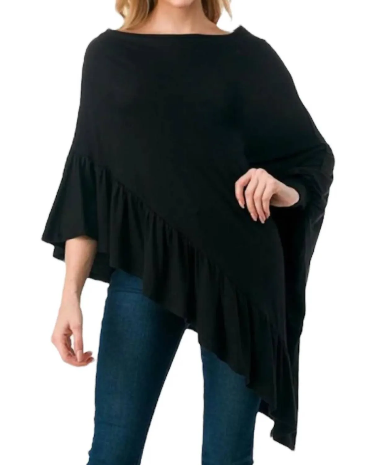 Eva Poncho In Black Casual Chic Look