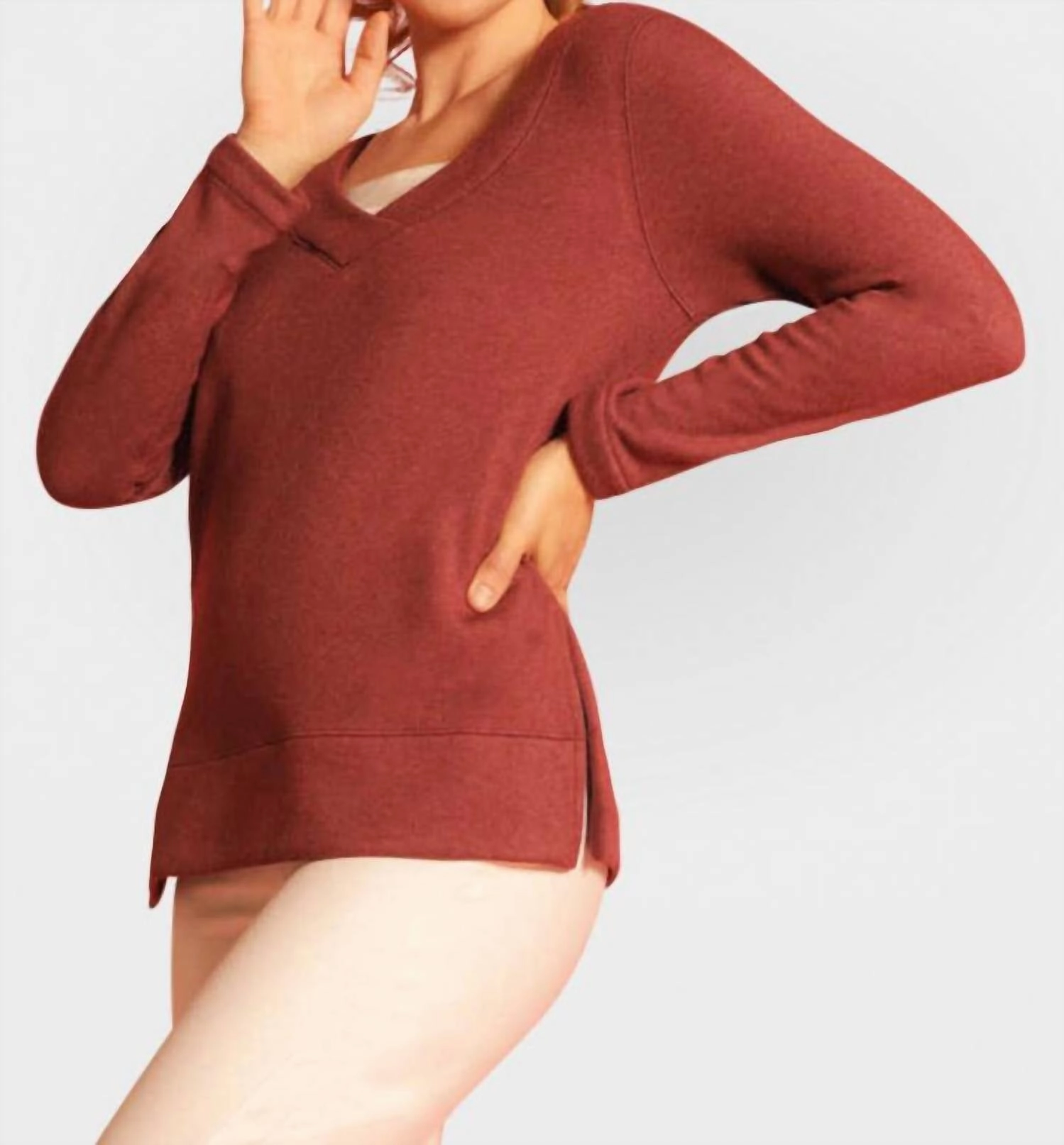 Power Vee 'sweater' Sweatshirt In Wine Versatile Layering