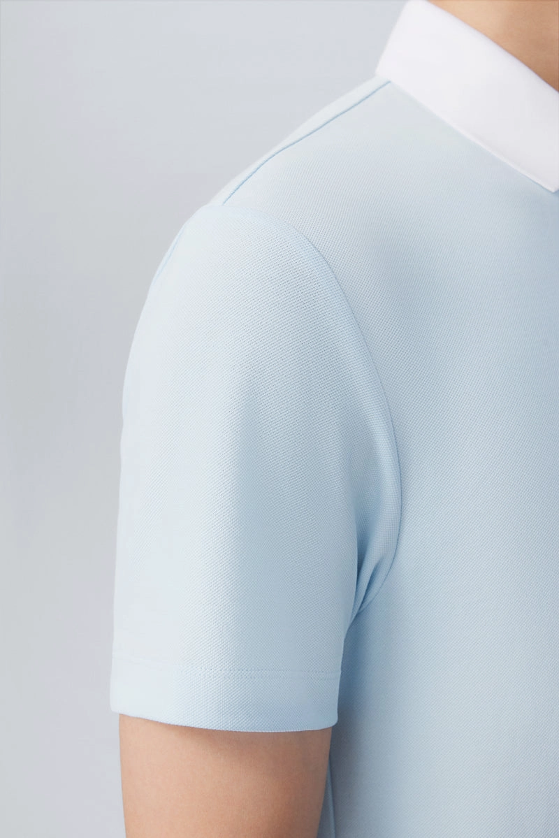 VISDRY? Pique Contrast Collar Polo | Light Blue BLE237 Trendy Layer