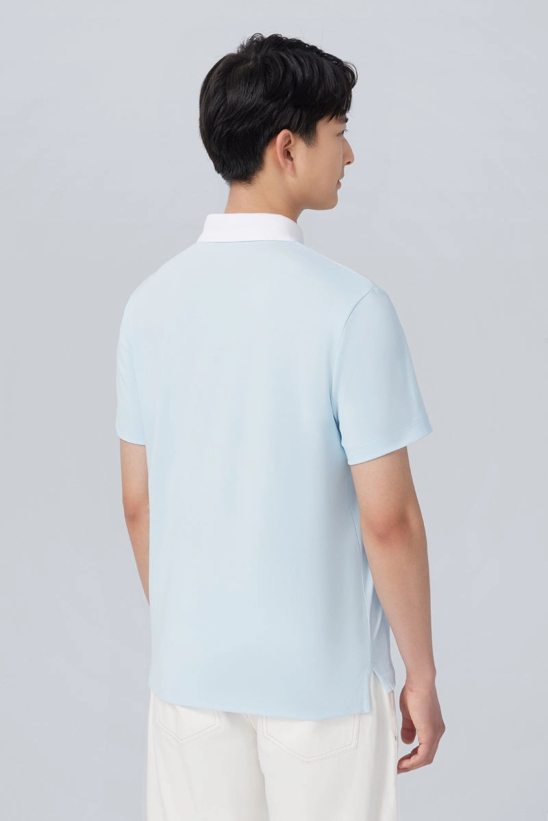 VISDRY? Pique Contrast Collar Polo | Light Blue BLE237 Light Wearable Light Wear