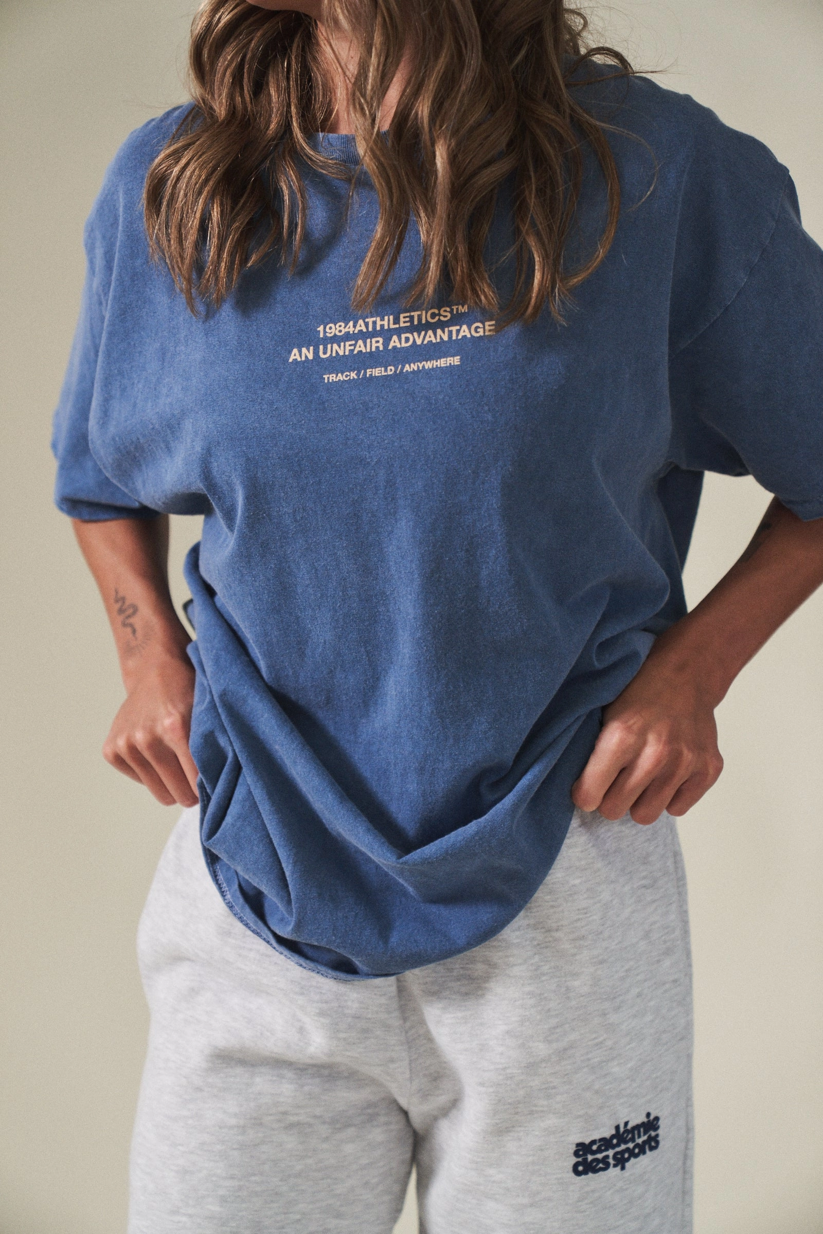 Vice 84 'Athletics' Vintage Washed Tee - Pacific Blue Essential Layer Trendy Comfort Wear