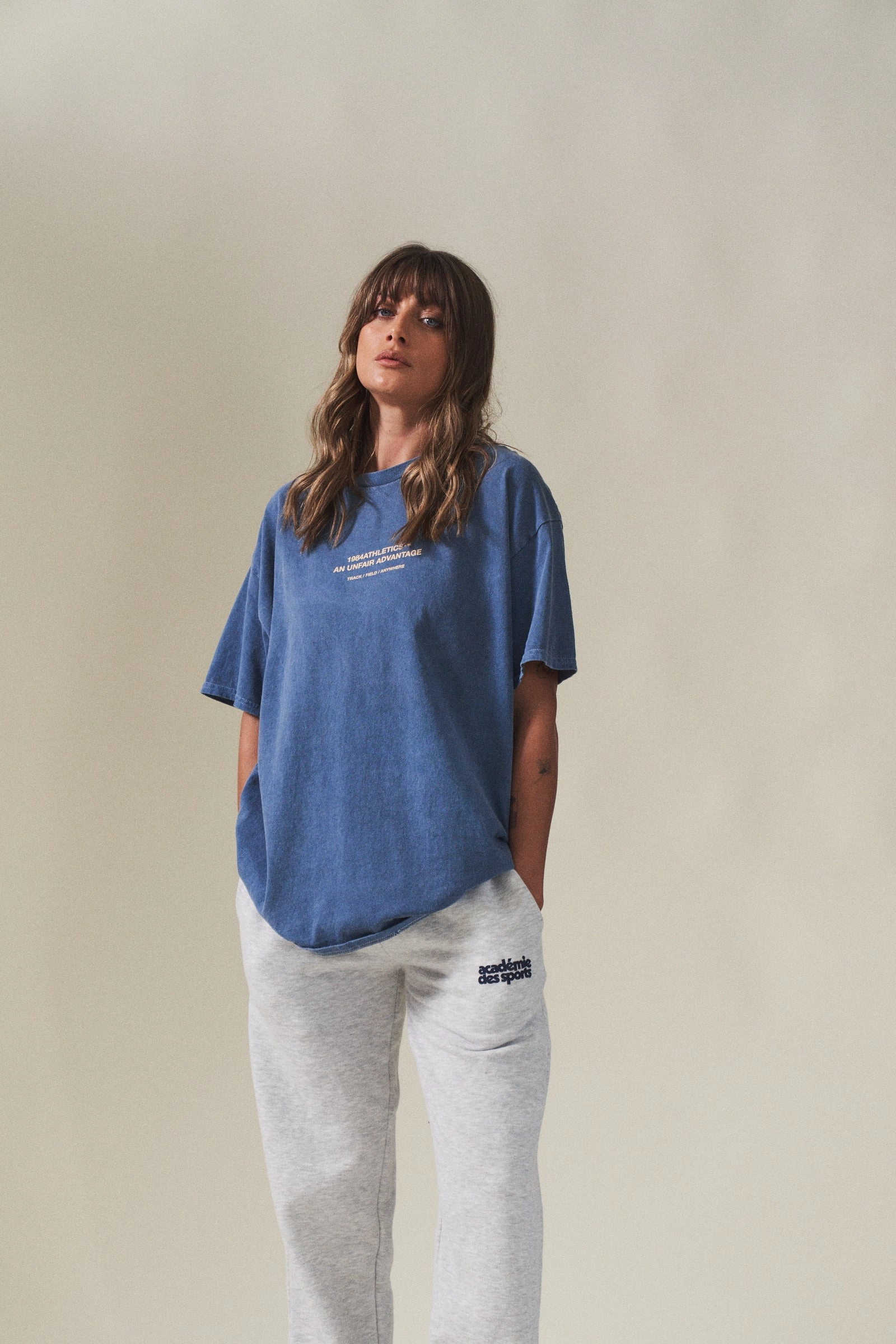Relaxed and Comfy Light Style Vice 84 'Athletics' Vintage Washed Tee - Pacific Blue