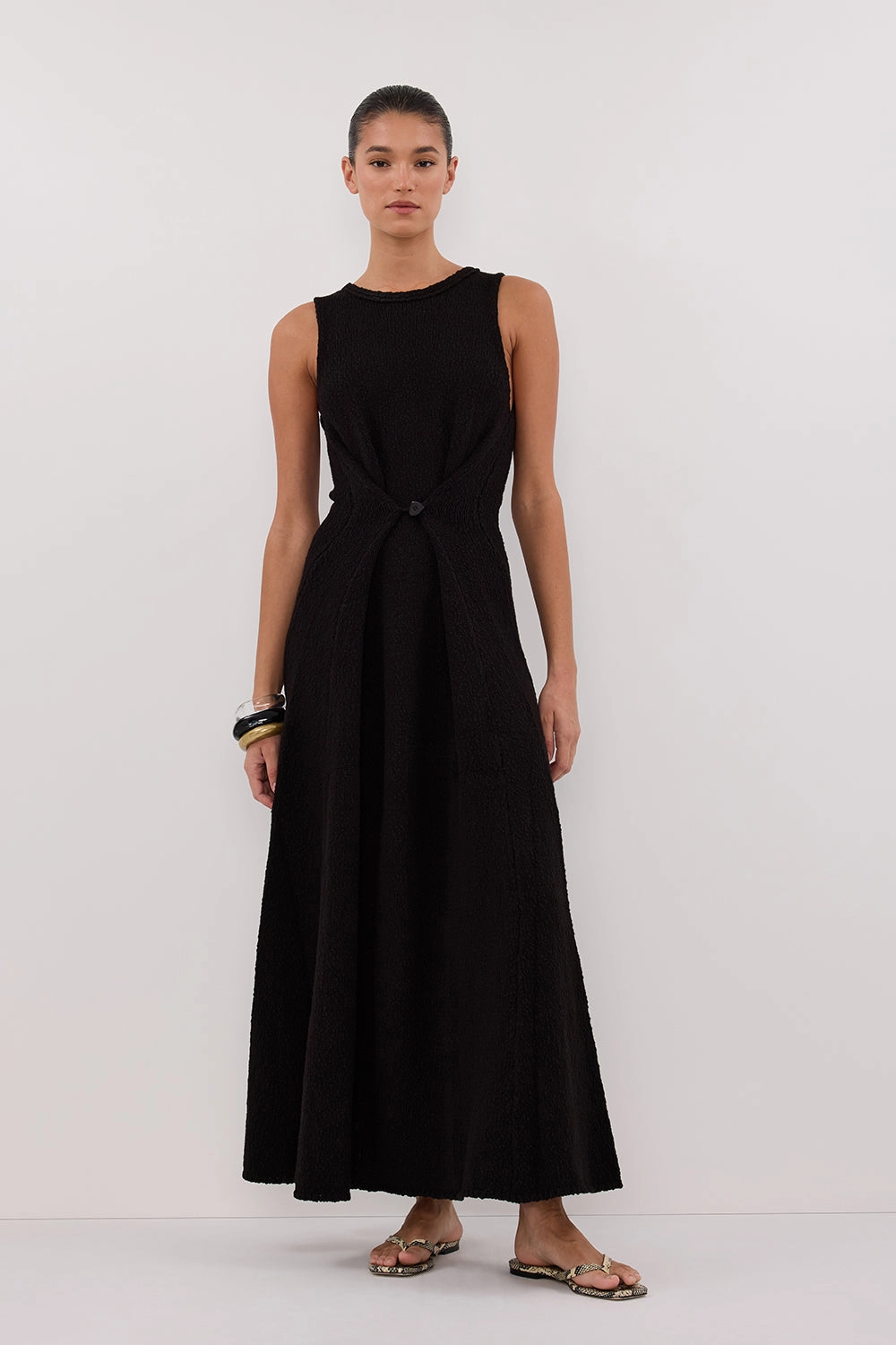 SUE BLACK KNIT MAXI DRESS Open Back