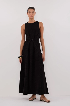 SUE BLACK KNIT MAXI DRESS Trendy midi dress