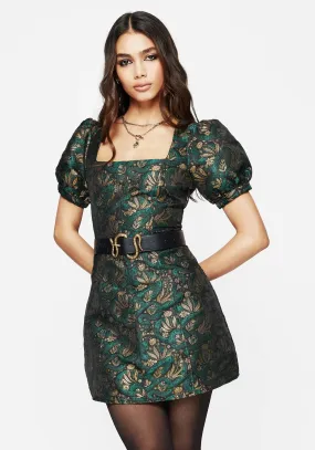 Versatile Style Slim Form Rena Snake Jacquard Mini Dress