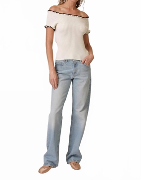 Reonny Of The Shoulder In Cream/black Merino Wool