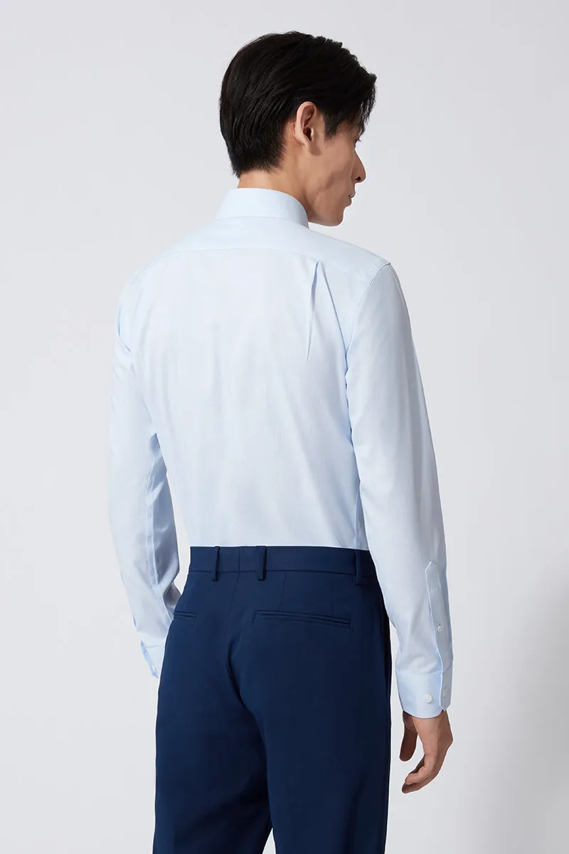 Tailored Fit Wrinkle-Free Pinpoint Oxford Dress Shirt | Light Blue Stripes 1581NZ