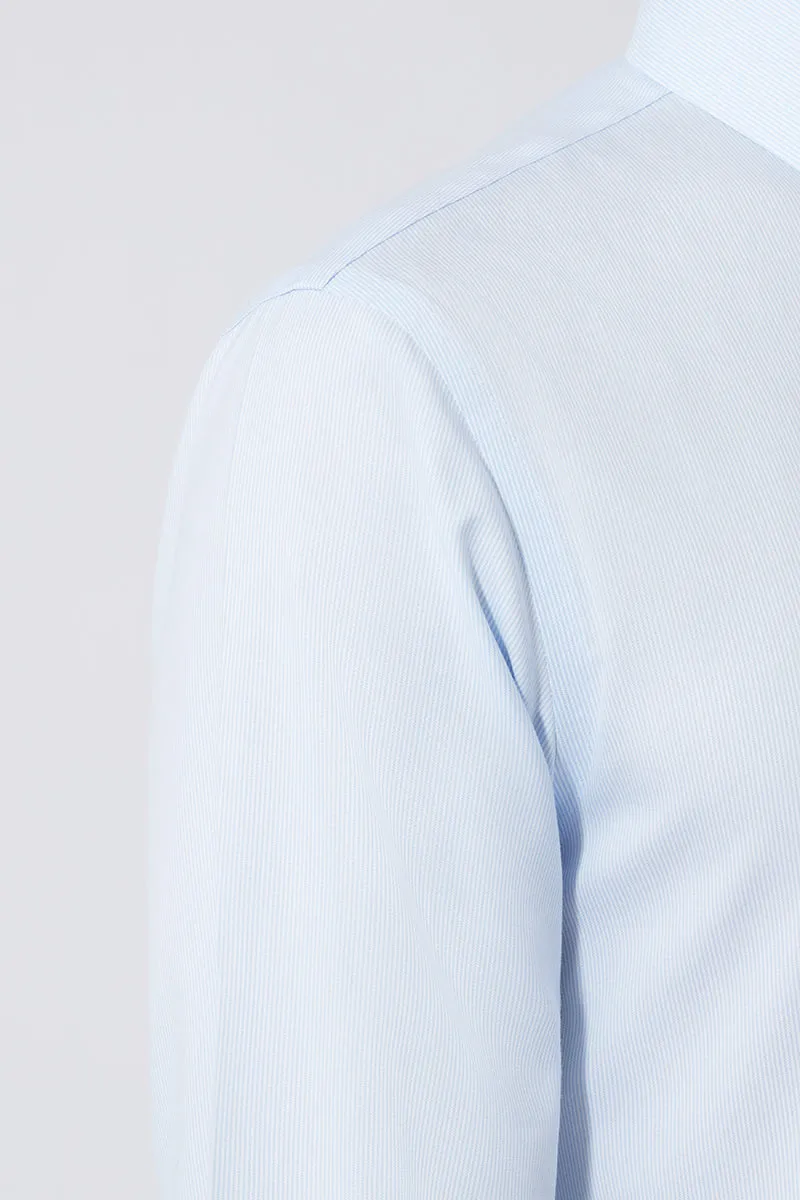 Patterned Texture Winter Collection Wrinkle-Free Pinpoint Oxford Dress Shirt | Light Blue Stripes 1581NZ