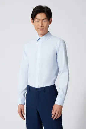 Wrinkle-Free Pinpoint Oxford Dress Shirt | Light Blue Stripes 1581NZ Lightweight texture