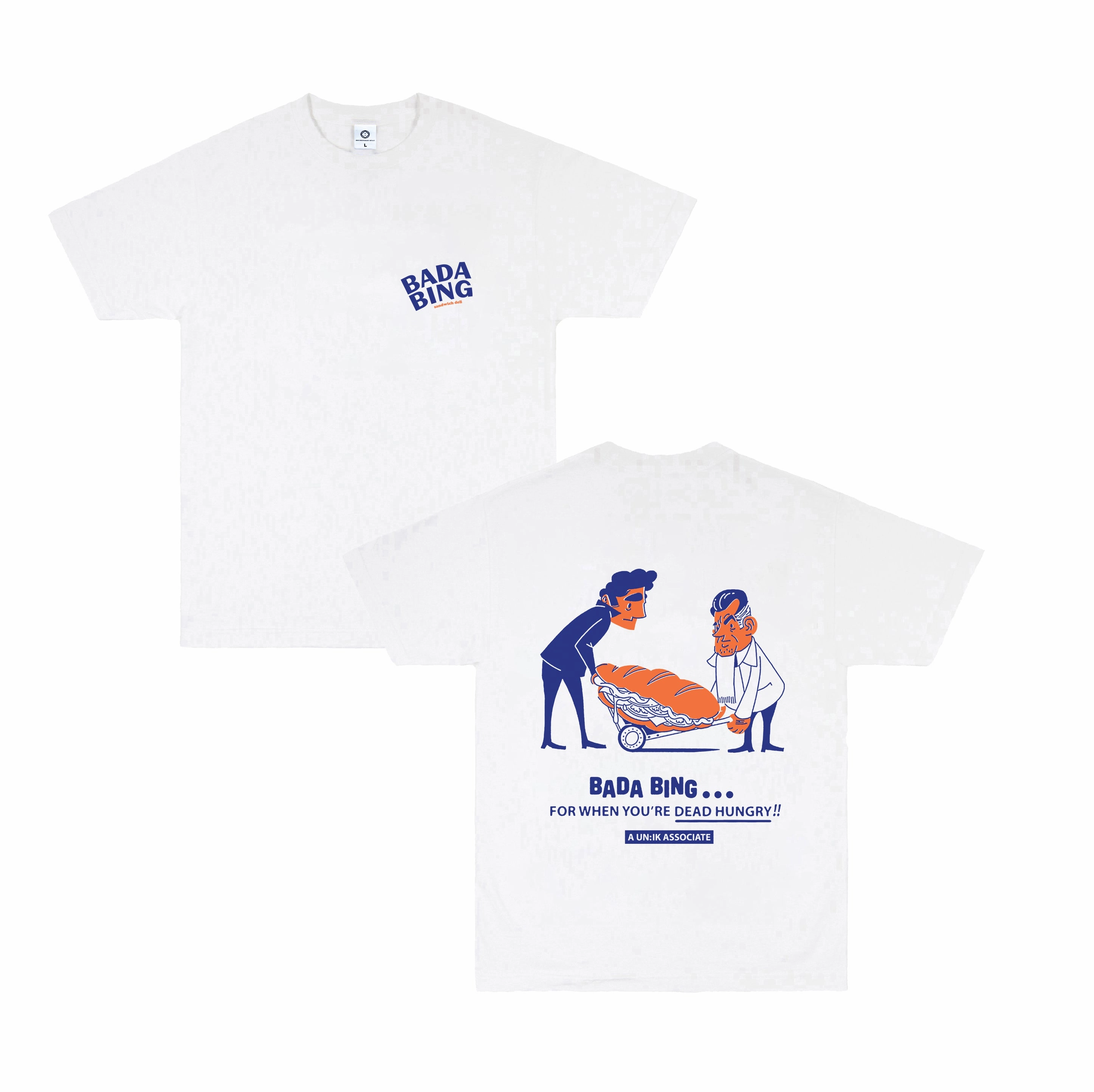 Active Comfort Style Non Iron Fabric Bada Bing x UN:IK 'Dead Hungry' Tee - White
