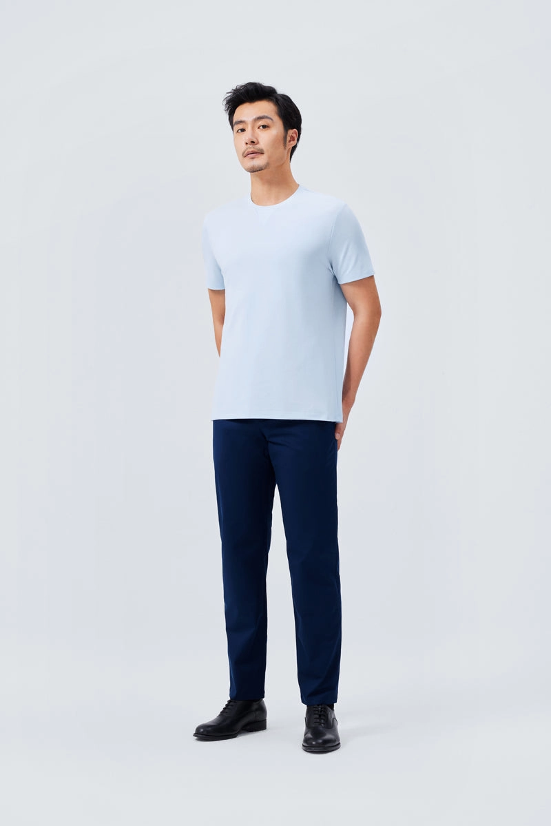VISDRY? Crew Neck T-Shirt | Light Blue BLE237 Outdoor Leisure Look