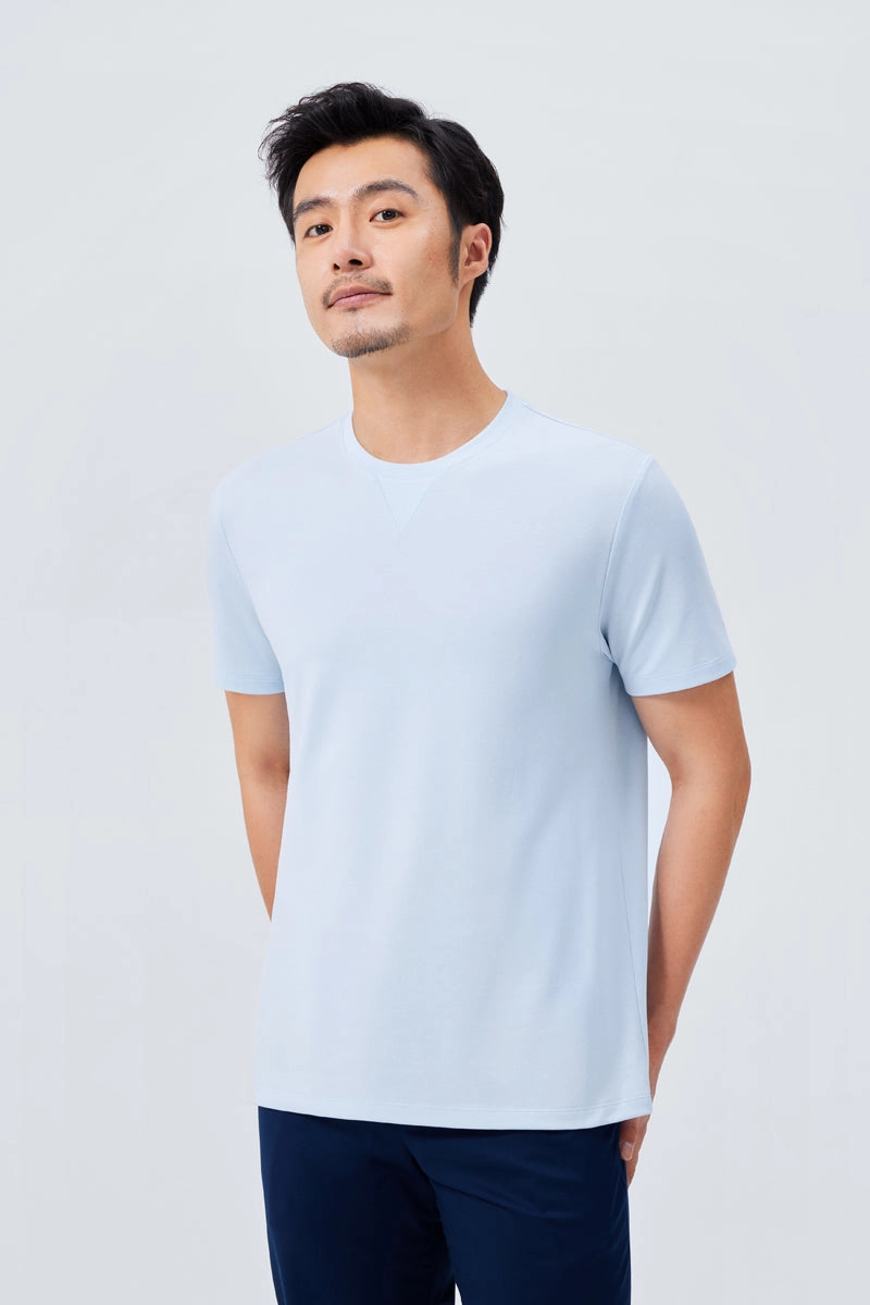 VISDRY? Crew Neck T-Shirt | Light Blue BLE237 Minimal Fashion
