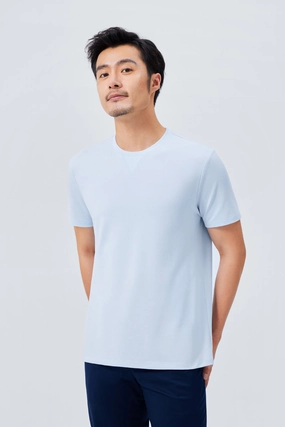 VISDRY? Crew Neck T-Shirt | Light Blue BLE237 Minimal Fashion