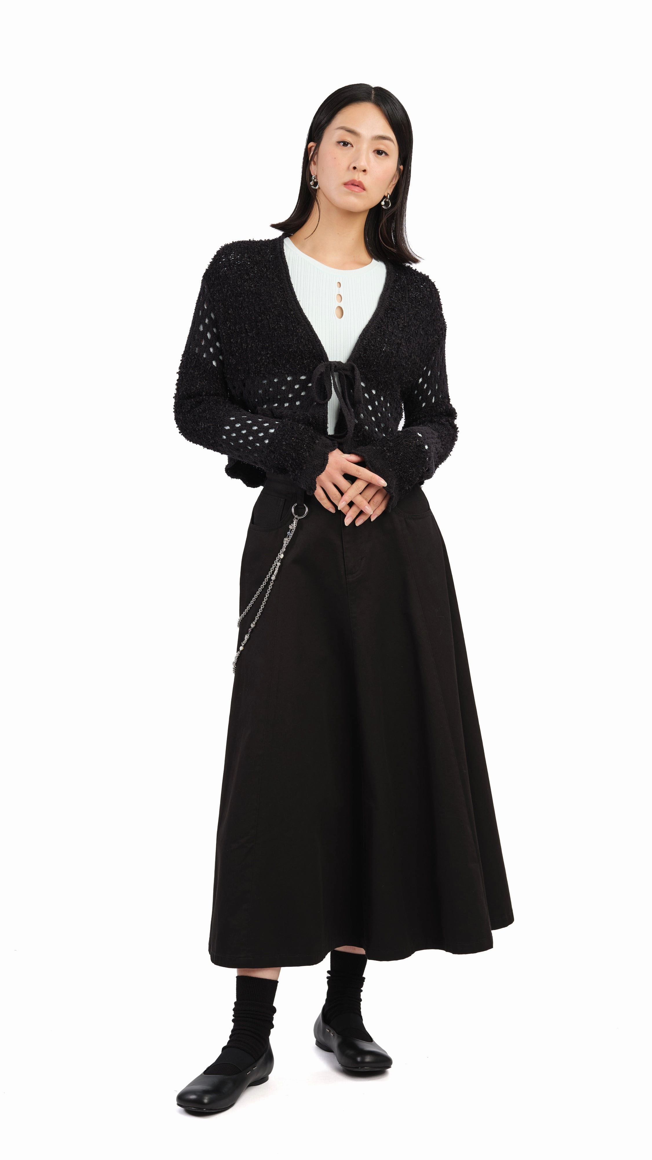 Ruffles Trim Skirt Sleek Outfit Smooth Texture