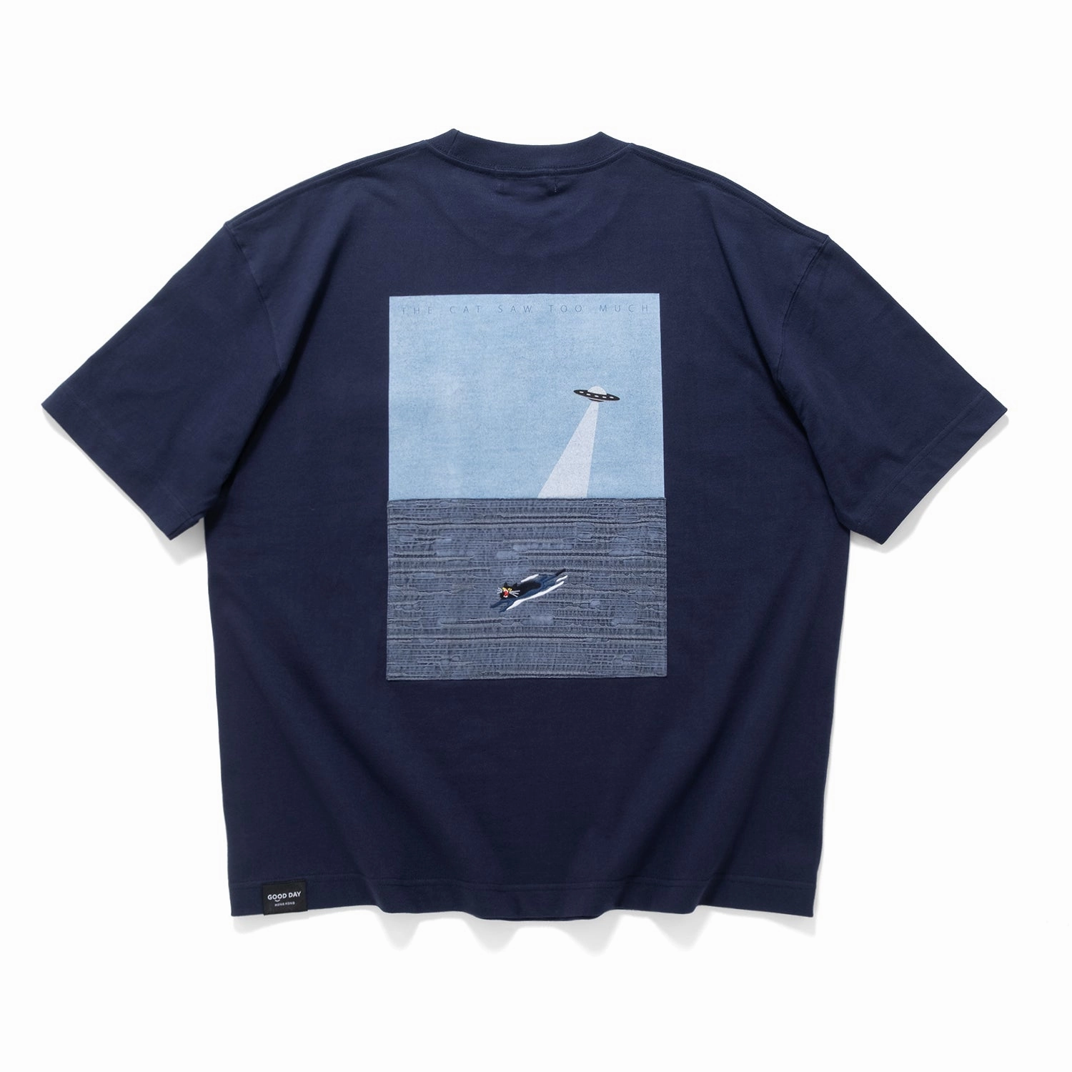 adults' (ZT1686) Swimming Cat Patchwork Pocket Tee