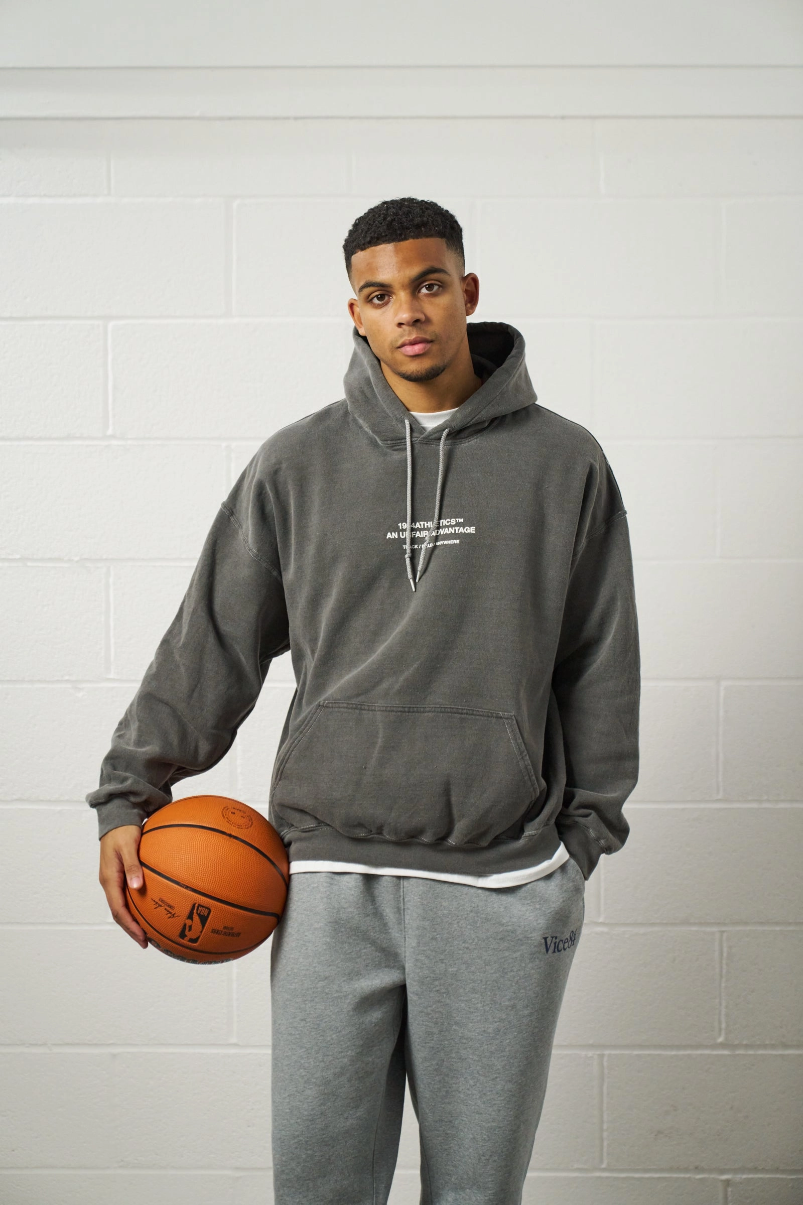 Vice 84 'Athletics' Vintage Washed Hoodie - Black Reinforced Stitching