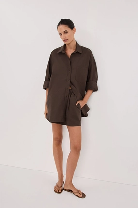 RHEA BITTER CHOC COTTON SHORT Earth Tones