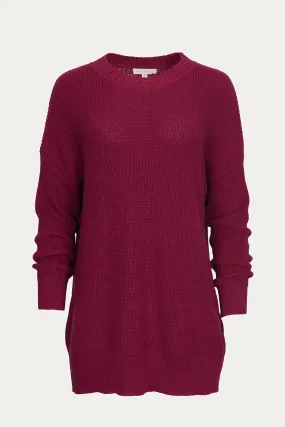 Snuggle Ready Knit Fashion Ribbed-Knit Cotton Sweater In Plum